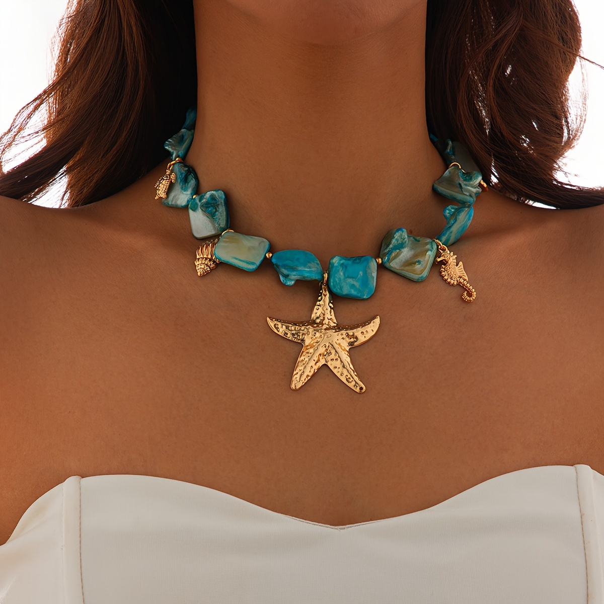 

Vacation & Party Style Starfish Pendant Necklace - Casual Daily And Party Alloy Jewelry, No Plating Or Mosaic Material, Versatile Beach-inspired Fashion Accessory For All Seasons