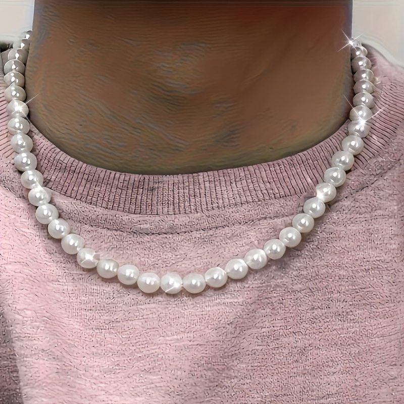 

1 collier en fausse perle unisexe, style de luxe simple, polyvalent pour un et , matériau plastique, idéal pour offrir des mères, accessoire toutes