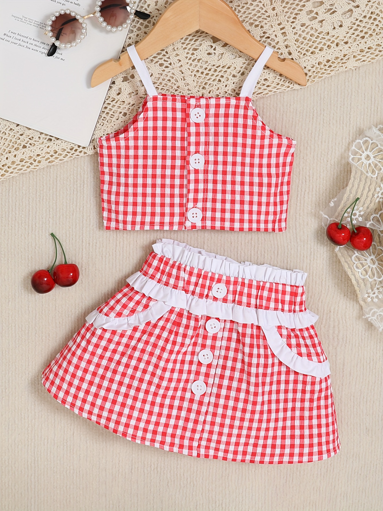 conjunto camisola cuadros falda niña pequeña verano Temu Uruguay