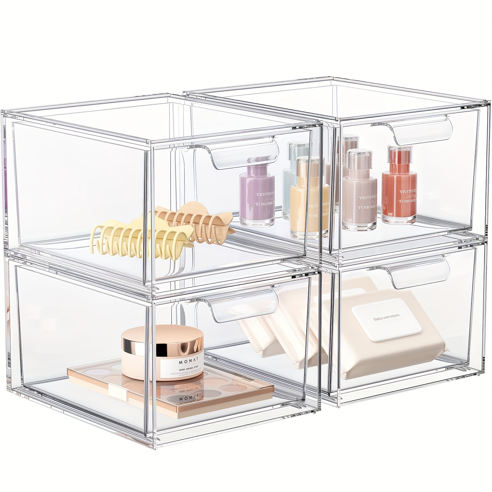 

2- Clear Organizer , Storage Lid, -out Refrigerator Organizer For Supplies, Art Supplies & Storage And