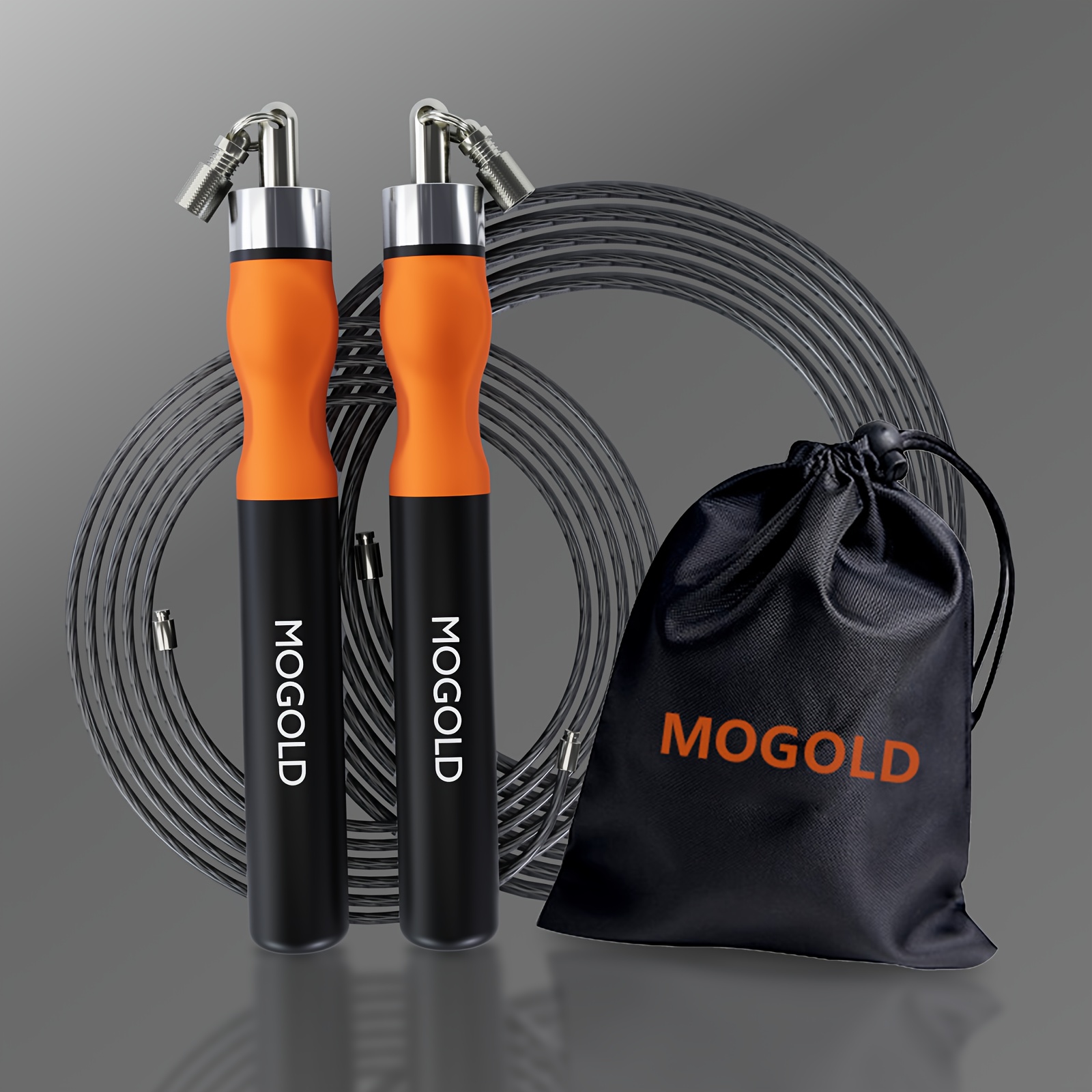TEMU Mogold Professional Fitness Jump Rope - Adjustable, Dual-weight (3.0/5.0) For Boxing & Exercise Training, Durable Aluminum Alloy, Black