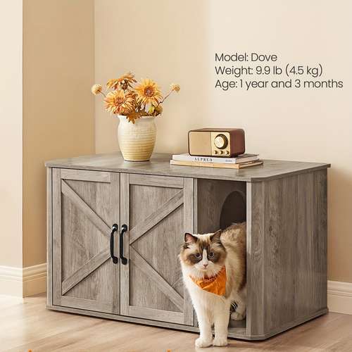 Hidden Cat Litter Box Enclosure – End Table Pet Crate, Kitty Litter Box House