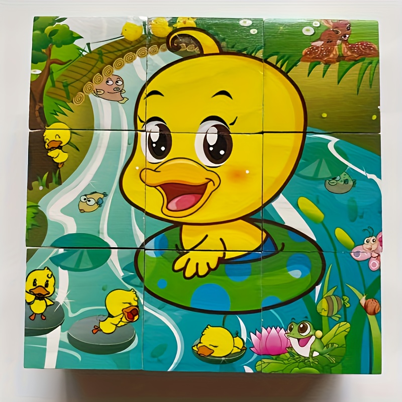 3d 6 Sided Three-dimensional Wooden Puzzle With 6 Patterns To Thinking , Puzzle Building Block Toys, For Birthday And Holiday Gifts