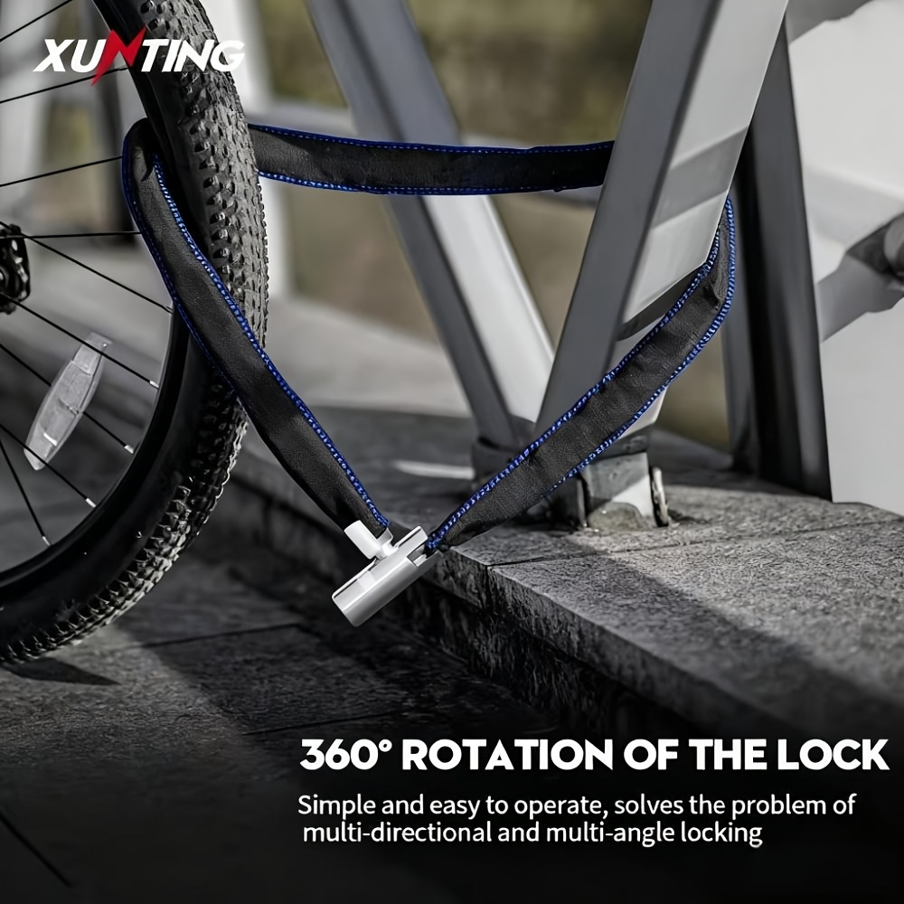 [Bike Chain Lock] Xunting Bike Chain Lock with Lighter Weight and Stronger Security, Anti-Theft Bicycle Lock for Road Mountain Bikes