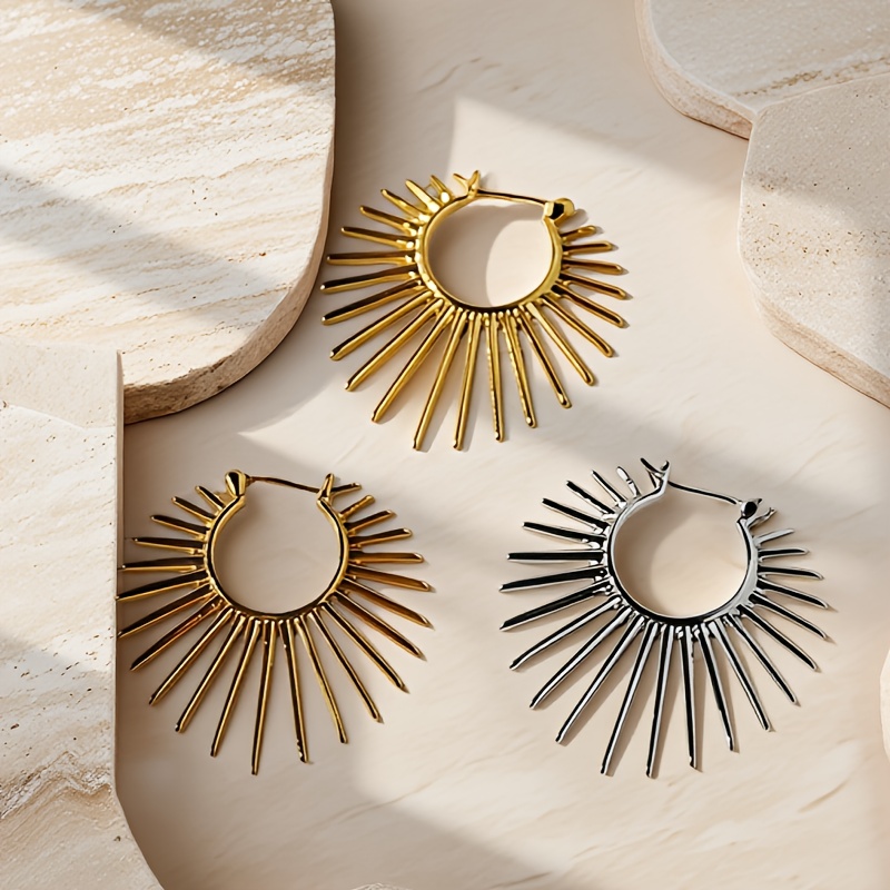 2pcs Hypoallergenic Golden Sunflower Earrings for Women