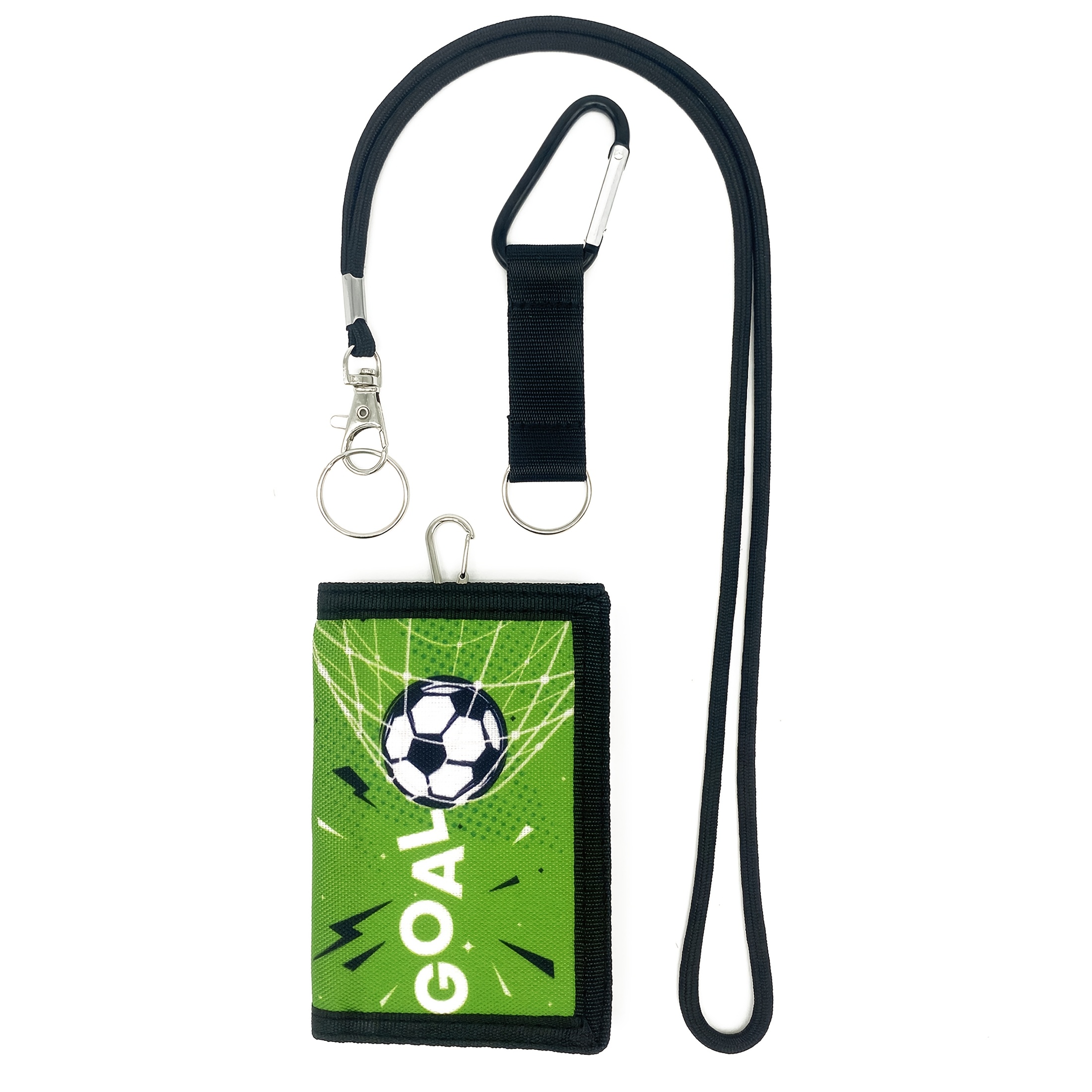 Image of Get This Football Pattern Wallet And Release ! Wear-resistant Fabric With Exquisite Football Printing Is Durable. Multiple Pockets Super Convenient For Classified Storage.