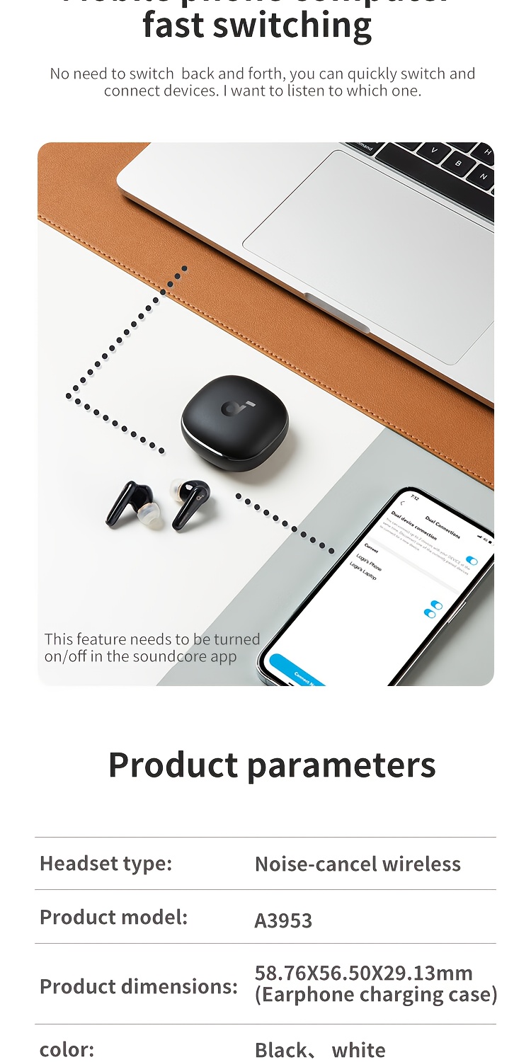 Soundcore by Anke Noise Cancelling Cabin 2e Generatie Liberty 4 Persoonlijkheid Dynamische Actieve Ruisonderdrukkende True Wireless In-Ear Koptelefoon, HiRes Hoge Geluidskwaliteit