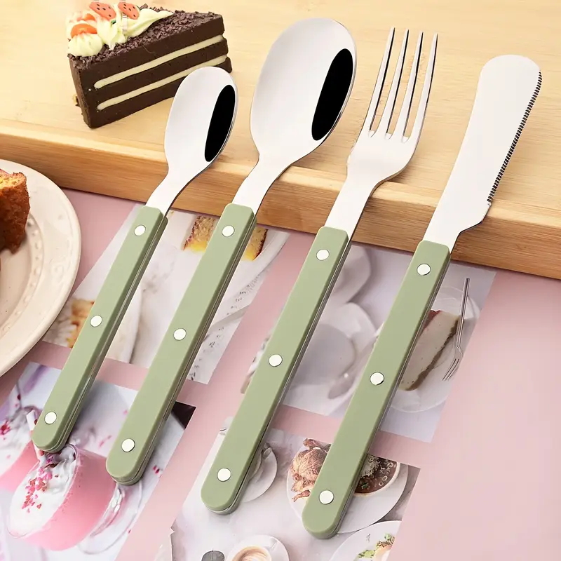 4 16 24pcs acrylic handle tableware set stainless steel tableware dinner knife coffee spoon tableware set suitable for parties weddings festivals restaurants hotels gifts Product details 7