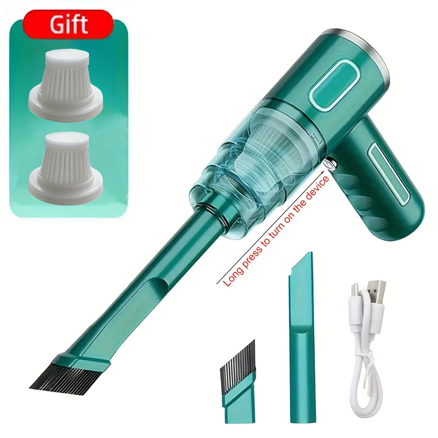 TEMU Aspirateur à main fil portable 3-en-1 amélioré | avec une aspiration puissante et un design fil, il convient à 5 scénarios universels, pour la