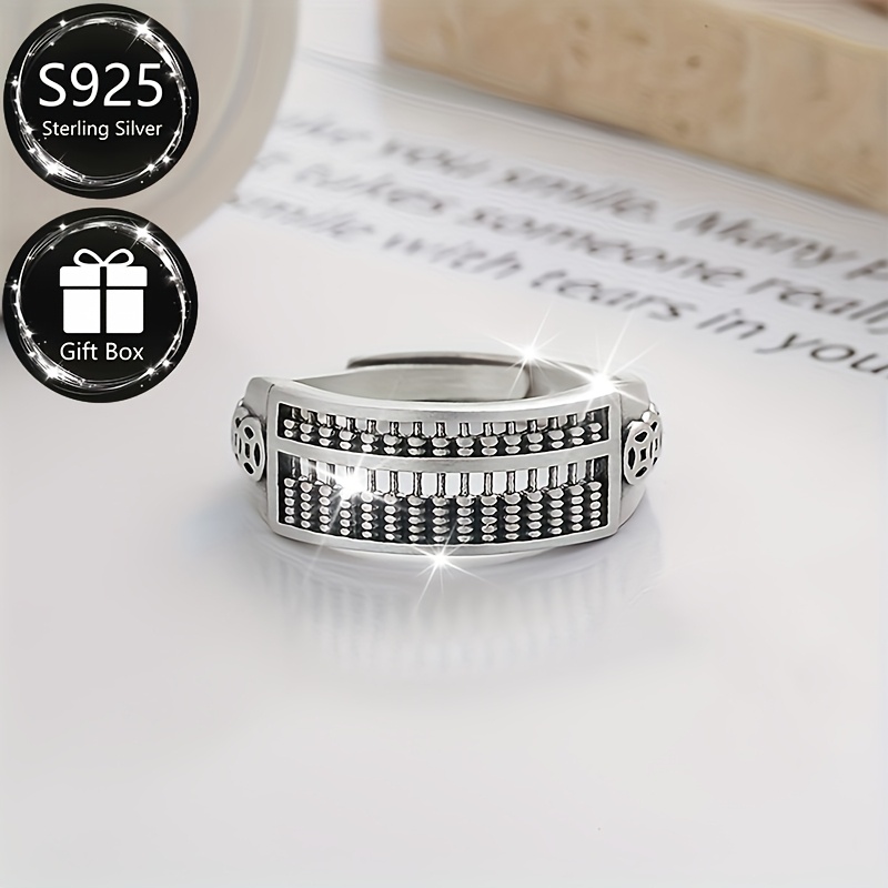 925 Sterling Silver Adjustable Open Vintage Ethnic Style Ring