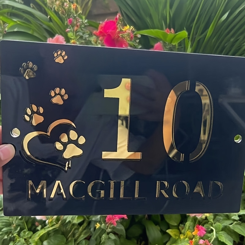 TEMU Insegna Personalizzata 2D - Targa Acrilica Laser con Dorati , Resistente alle Intemperie per Esterno, Decorazione Murale per la Casa, Regalo per