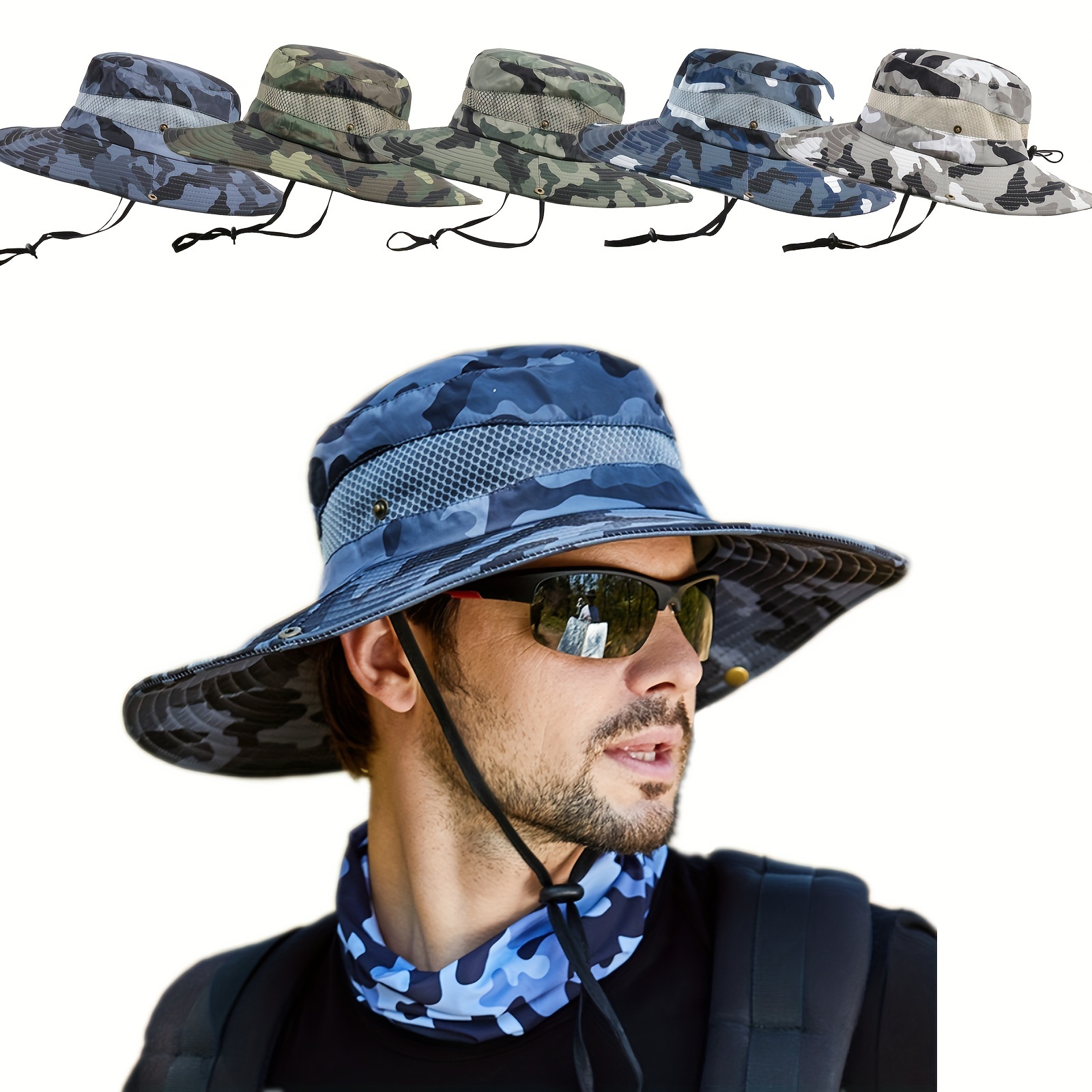 

Sun Hats For Men Women Fishing Hat Breathable Wide Brim Summer Uv Protection Hat