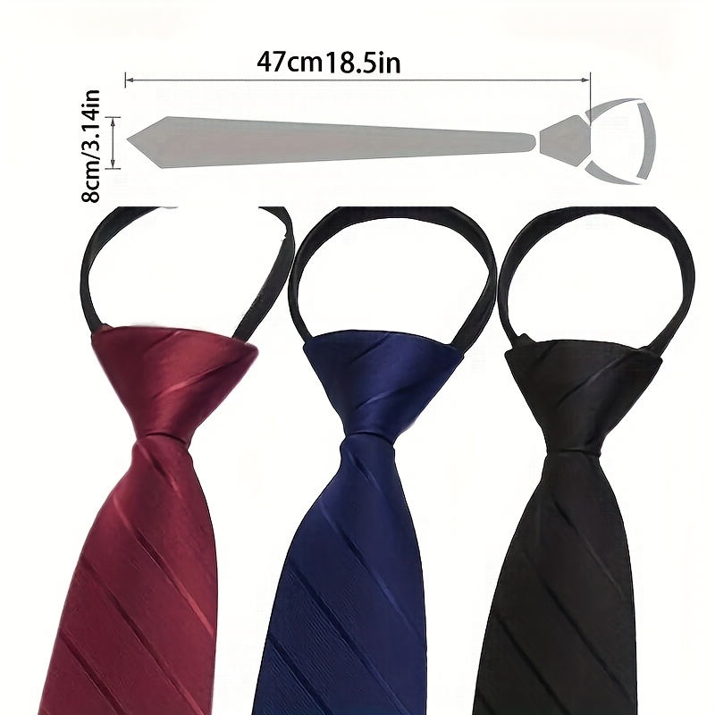 Set of 6 Men's Pre-Tied Zipper Neckties in Black, Navy, Burgundy, and Stylish Colors for Formal Occasions