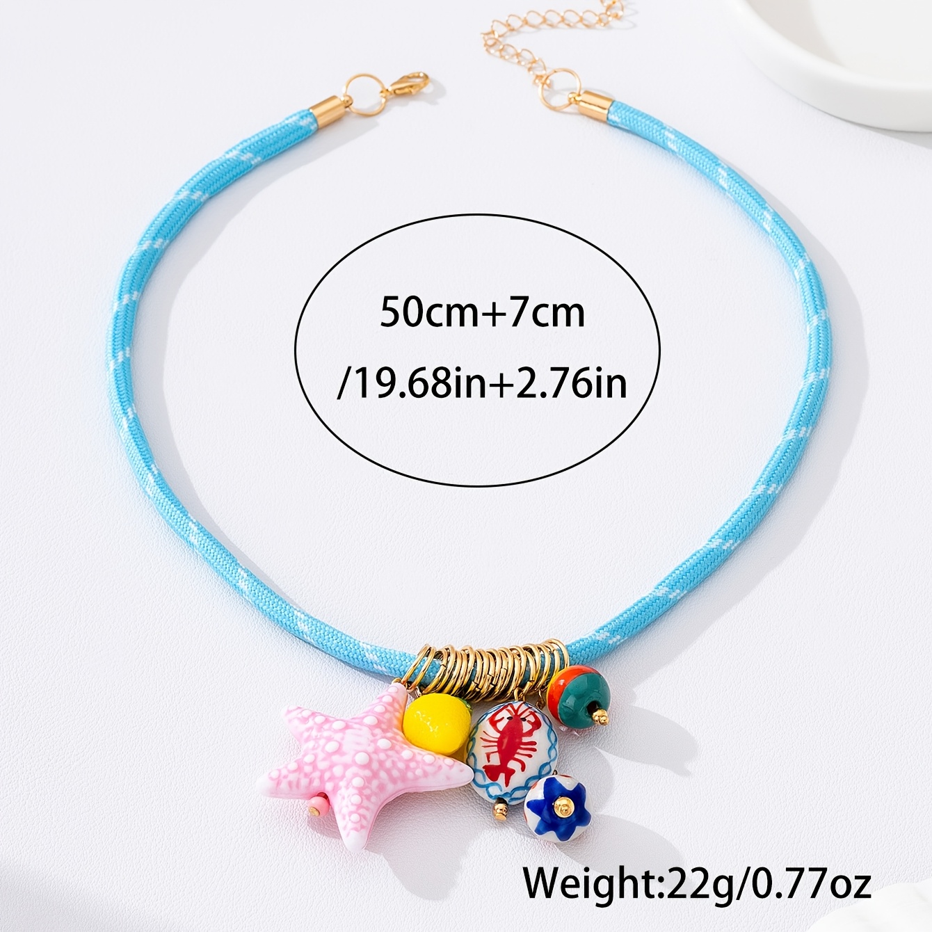 Women's Unique Starfish Ceramic Pendant Necklace, Vacation Style