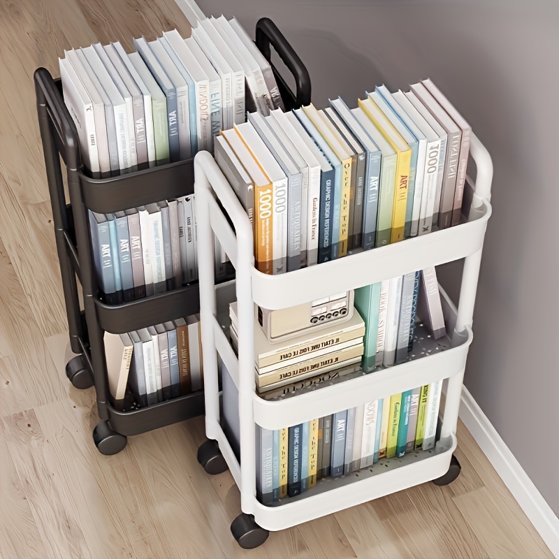 

Plastic Utility Cart With Bracket Shelves - Multi-tier Storage Organizer For Kitchen, Bathroom, Bedroom