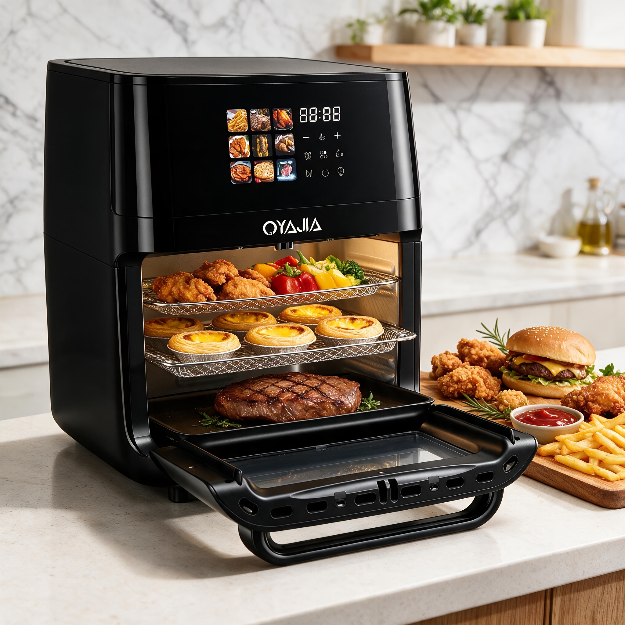 TEMU 15l Multifunctional Oven 60-minute Timer And Automatic Shut-off Function|accessories Dishwasher Safe 9 Digital Programs (includes Grill, Baking