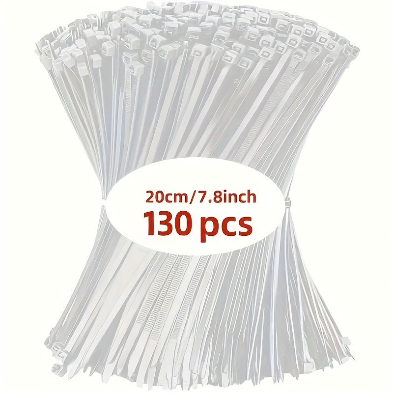 Image of 130pcs Self-locking Plastic Cable Ties, With Sizes Of 4/6/8/12.0 Inches - A Durable Cable Management Solution Suitable For Homes, Offices, And Fence Grids. Cable Ties Are Used For Organizing Cables.