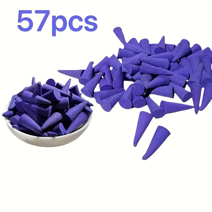 1 Bag Of 57/107/177pcs Lavender Incense Cones, Home Use Lavender Pagoda Cone Incense, Fragrance Indoor Outdoor Incense Holder Burner Natural Lavender Decor Kitchen Bathroom Supplies
