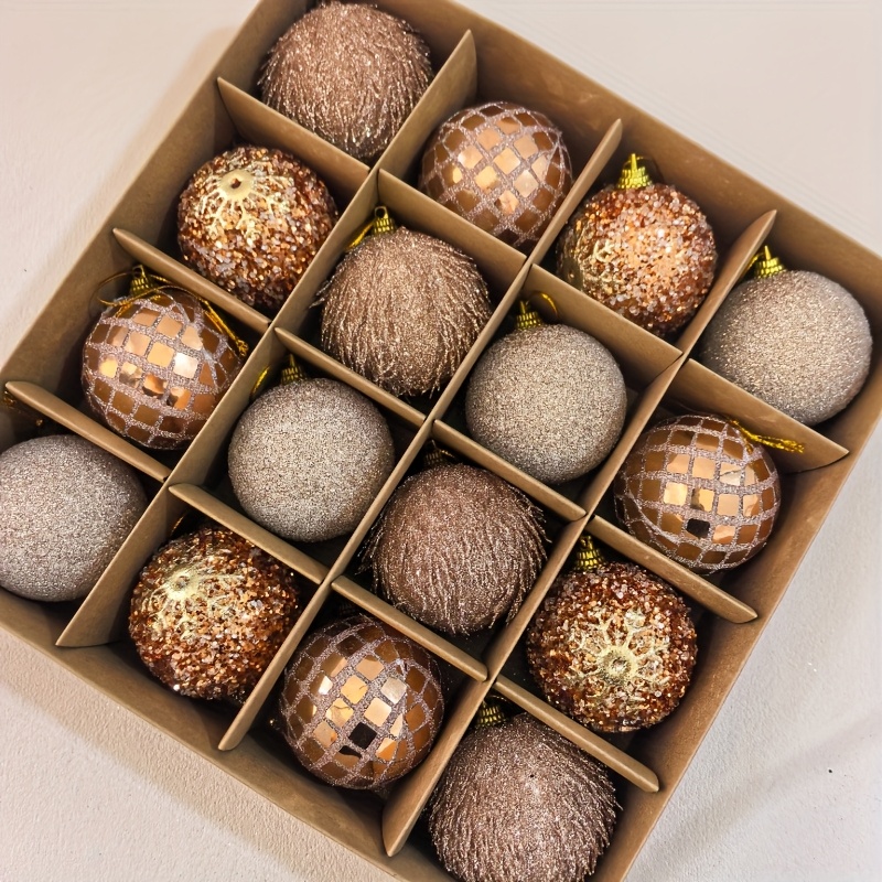 TEMU 1 Set Of 16pcs/6cm Christmas Ball Ornaments, Decorative Christmas Balls, Christmas Tree Hanging Balls, Multiple Colors Available, Suitable For