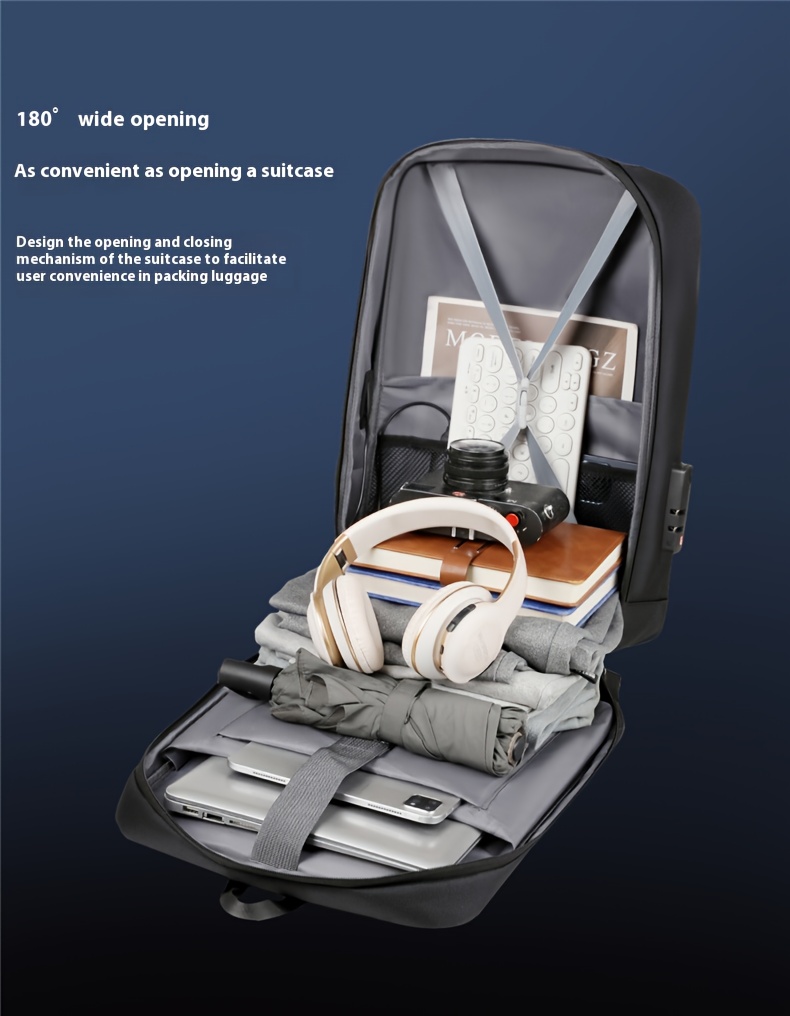 Sac à Dos pour Ordinateur Portable Robust avec Coque Dure Verrouillable en EVA, Compartiment pour Ordinateur Portable de 15 Pouces & Verrous Compatibles TSA - Sac d'Ordinateur d'Affaires Léger pour École, Voyage, Porte-Ordinateur de 39,62 cm, Sac à Dos Durable en Cabine