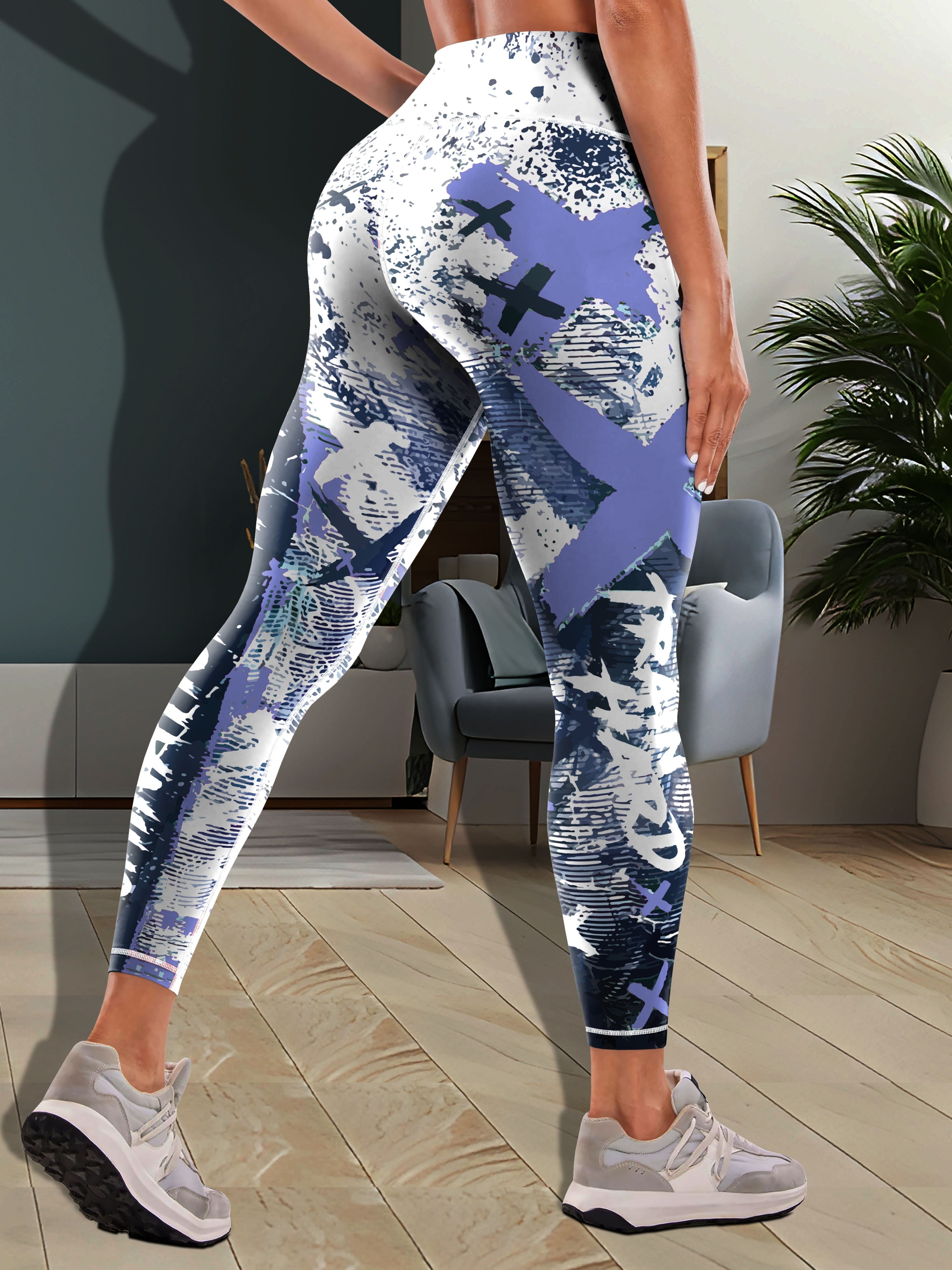  HK97 Blue Marble Yoga Leggings for Women Teen Girls, Abstract  Fluid Texture Art Geometric Line Athletic Pants High Waisted Tummy Control  Workout Running Hiking Golf Softball Pants Capris S : Clothing