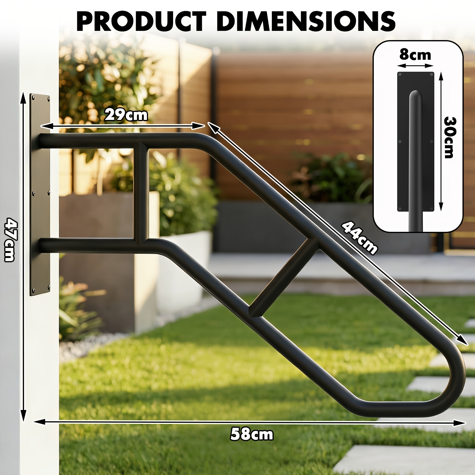 An Open Porch With Stairs, A Sturdy Anti-slip Porch, With A Height Of 58 Cm/66 Cm (optional), Suitable For Indoor And Outdoor Use, Suitable For The Elderly, Equipped With Wall-mounted Railings For