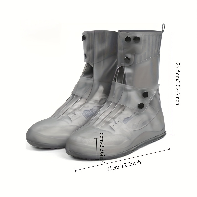 E-shop Wasserdichte Silikon-Schuhüberzieher - Rutschfeste Wiederverwendbare Faltbare Stiefelschoner mit Doppelknopf-Design & Dickem Sohle für Regen und