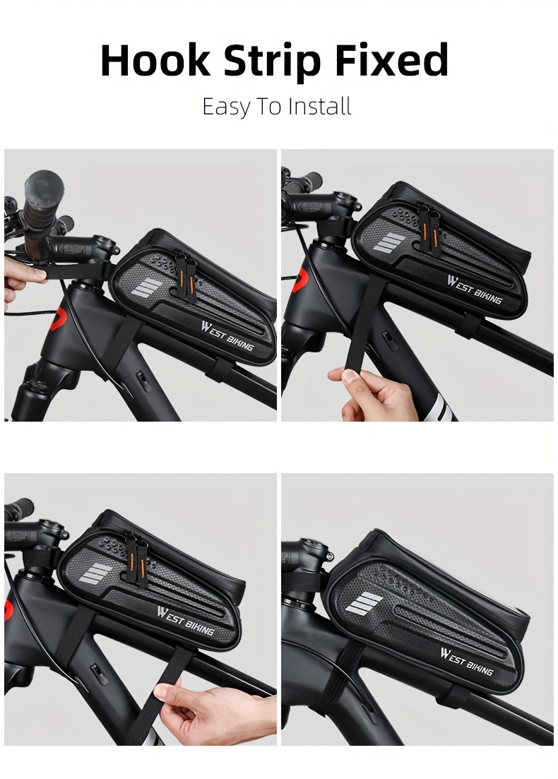 WEST BIKING Large Capacity Bicycle Top Tube Bag - Heavy-Duty Nylon & EVA Construction, Zippered Storage for 7-Inch Phones, 7-Inch Tablet, Tools - Compatible With Road, Mountain, Secure Zipper Closure