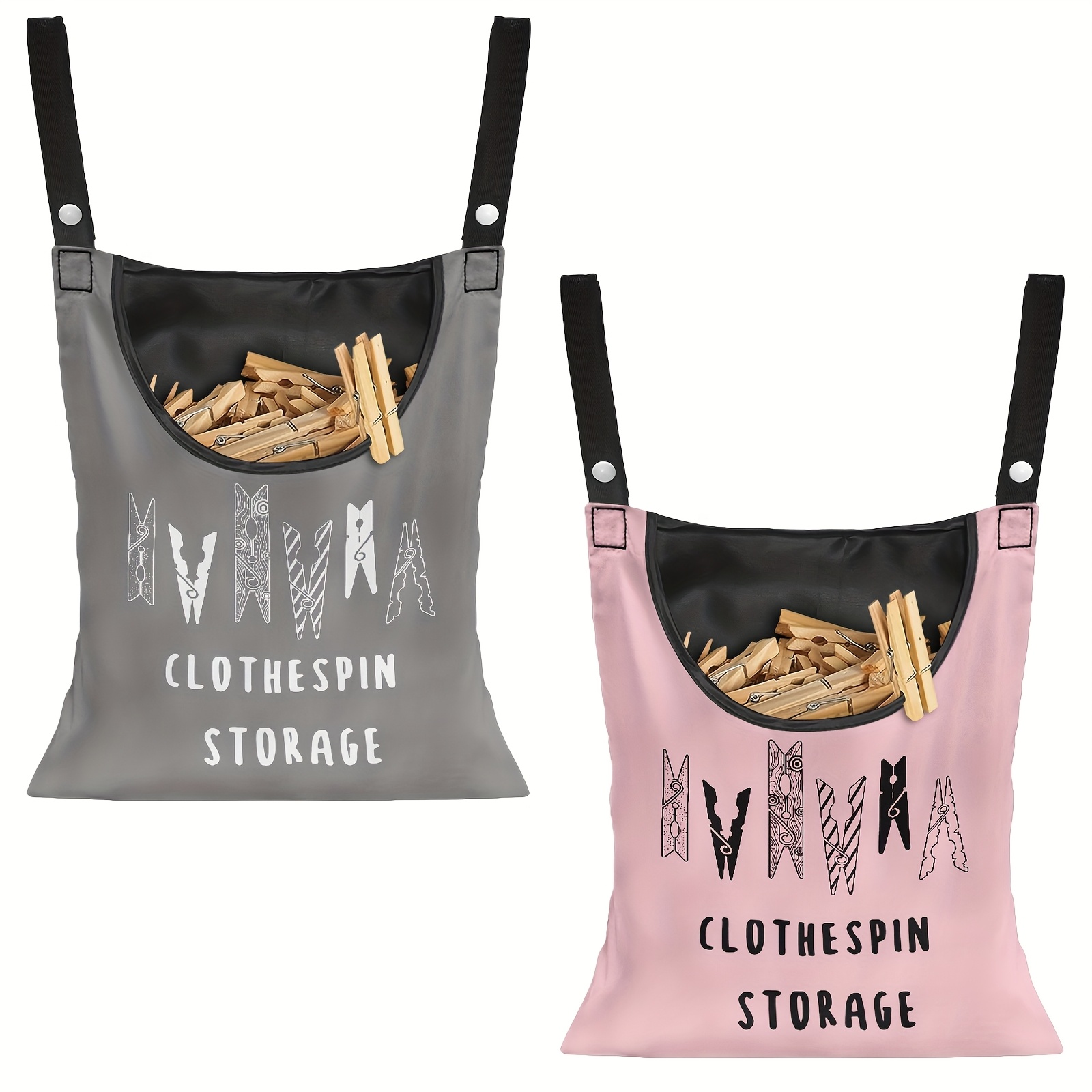 2 Stück Wäscheklammerbeutel 36x38cm - Aufhängbar Für Drinnen & Draußen