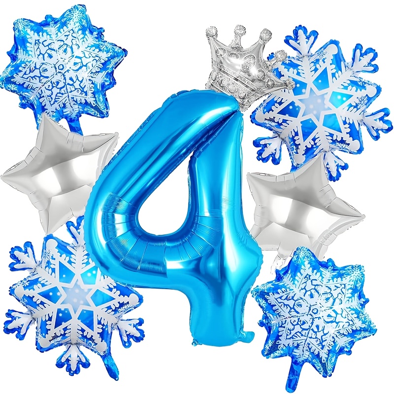8pcs Digital And Winter Snowflake Decoration Balloons - 40- 0-9 Balloons - Birthday Decoration Snow Balloons - Christmas Halloween Party Supplies