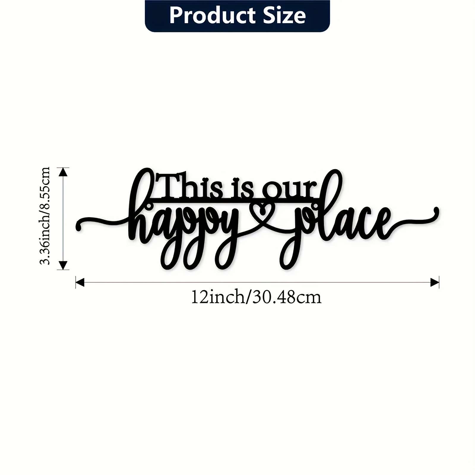 Image of " Our Happy " Metal Wall Art Sign For Home Decor - Waterproof, Rustproof, Fade-, Easy To Clean, With Mounting Holes - Ideal For Living Room, Bedroom, Kitchen, Bathroom