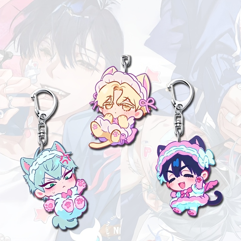 TEMU 2d Flat - [2d Flat] 3pcs-2d Irregular Stage Acrylic Keychain Pendant Cute Student Anime Bag Charm