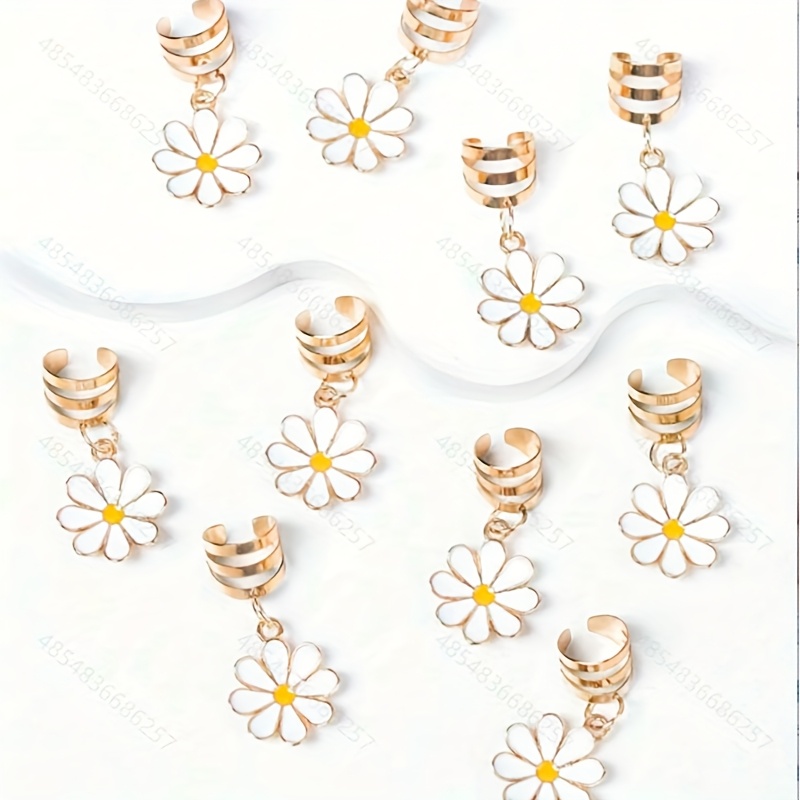 10pcs Golden Dreadlock Hair Clips For Women, Halloween Accessories
