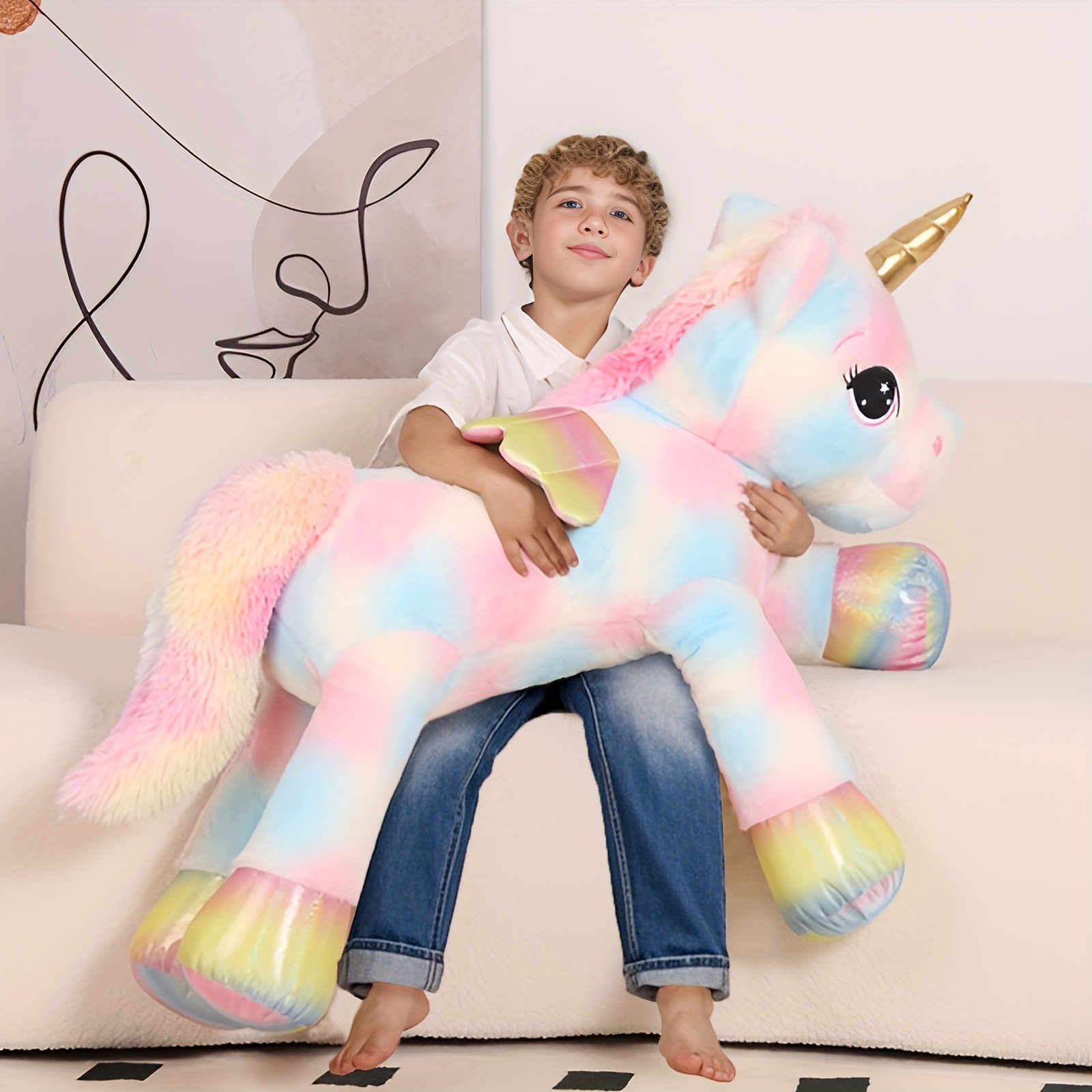 giant 44 inch unicorn plush toy spandex stuffed animal large - Main Image
