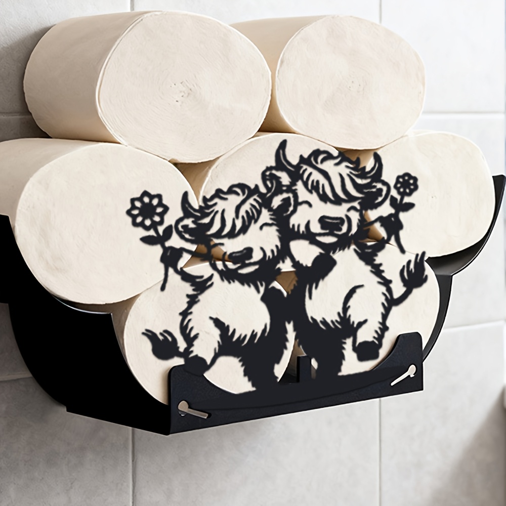 TEMU Couple's Cow Tissue Holder, Diy Decorative Hanging Accessory Suitable For Bathrooms, Kitchens, And Bedrooms. It's Extendable, Foldable, And