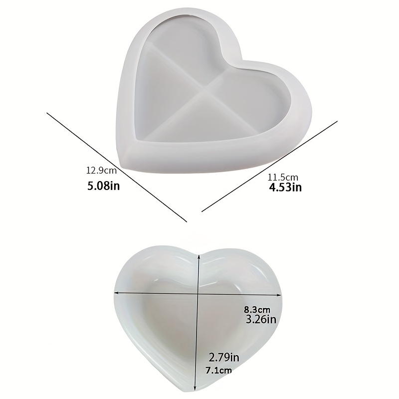 Image of 2pcs Resin Casting Molds Heart Shaped Plate Silicone Mold Plate Silicone Molds Casting Molds Resin Craft In Silicone Resin Molds Storage Tray Molds Concrete Silicone Molds Gift Home Decoration