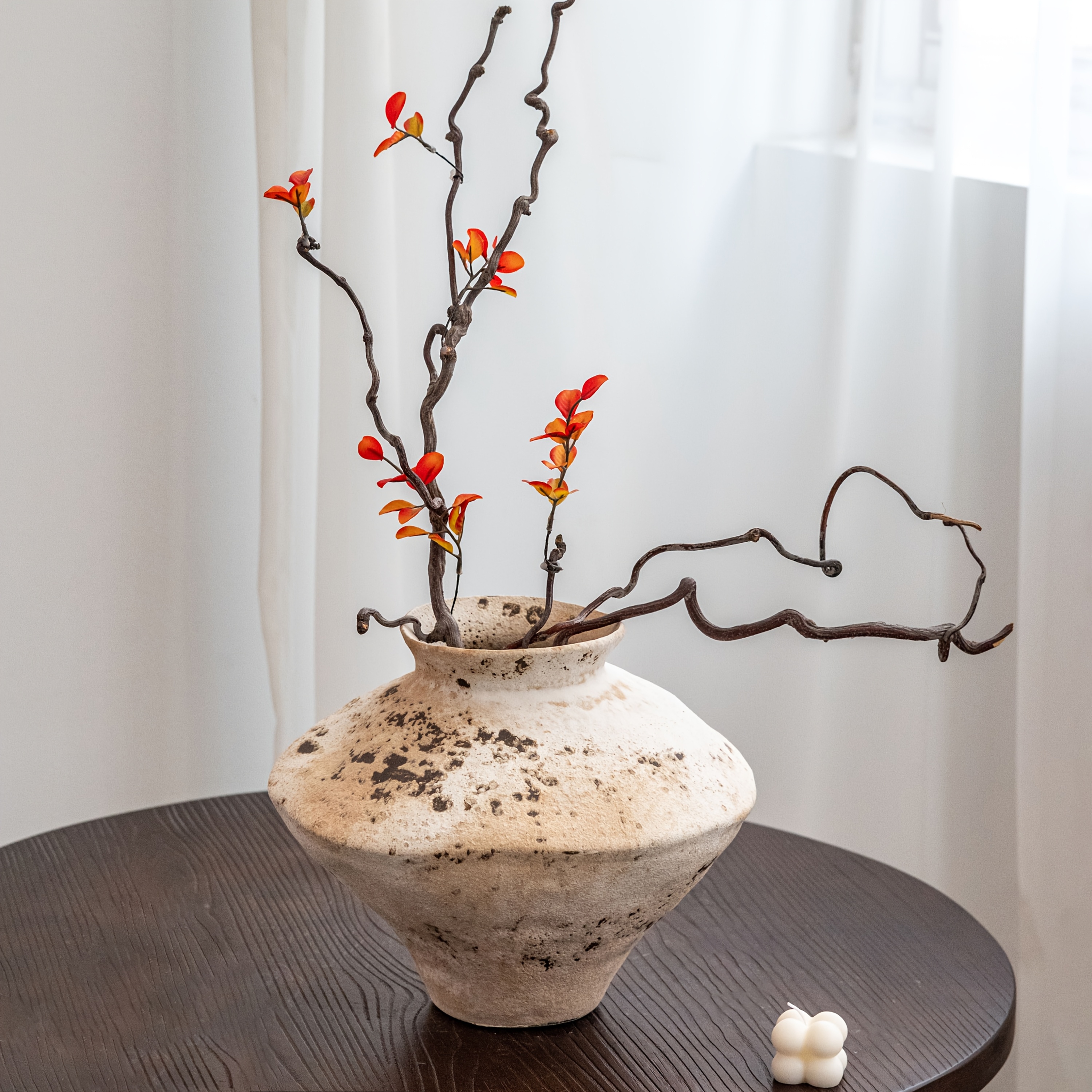1pc Wabi-Sabi Style Vintage Ceramic Vase with a Rough Artistic Feel, Suitable for Soft Decoration in The Living Room. This Ceramic Flower Arrangement Container Is Perfect for Home Decor, Ideal for The Living Room, Hallway, TV Cabinet, And Tabletop