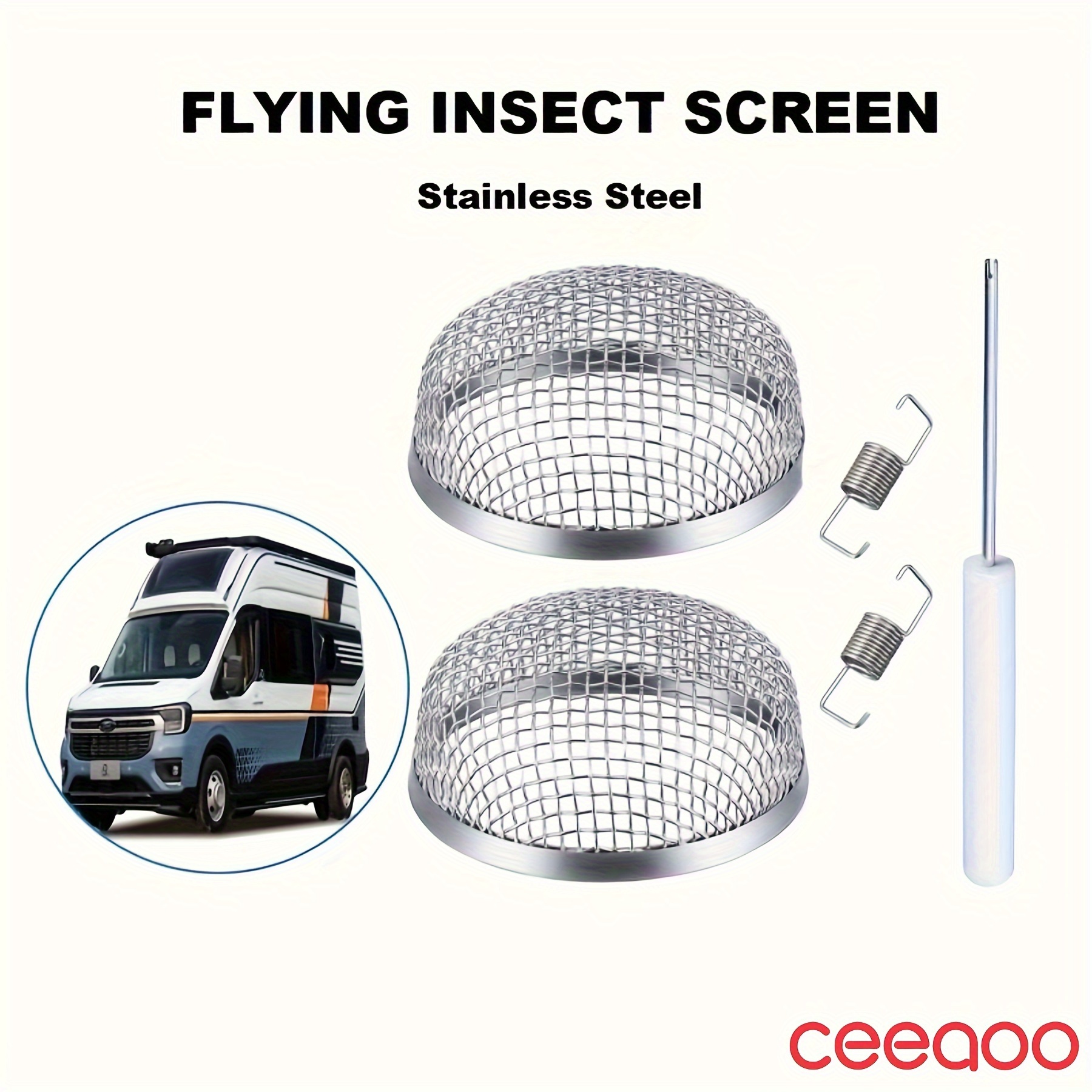 

Ceecoo, 1 Set, Rv Trailer Stainless Steel Round Ventilation Insect Net Cover, Prevents Flying Insects From Entering, Thickened Stainless Steel, 2.8inch Diameter 1 Pair Including Screws And Tools