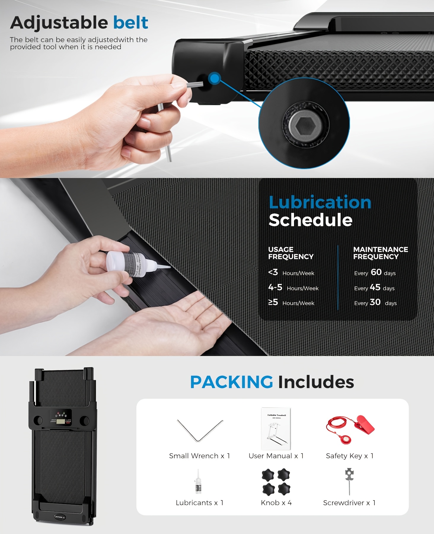 [Portable Treadmill] 3.0HP Foldable Portable Home Treadmill | Load-bearing 300 LBS, Small Home Office Walking Treadmill, Armrest, LED Display, Walking Jog, Plug-in