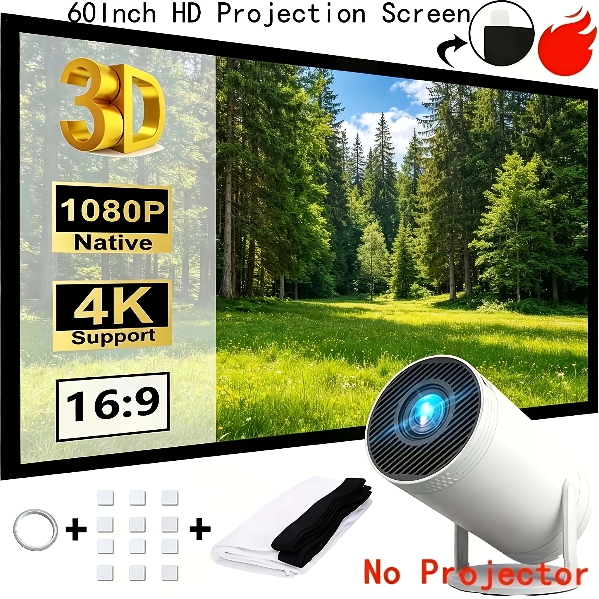 TEMU Inch Thick Definition 4k Projection Screen With :9 Ratio, Designed To Be Foldable And Portable, And Very Suitable For 3d Projection. Very