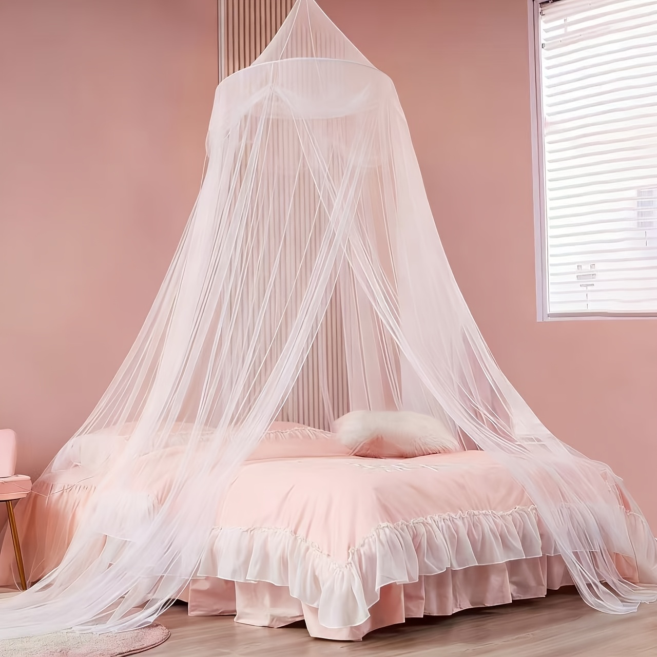 1 Net Tent, Dome Suspended Net, Romantic Net, Breathable Fine Mesh Elegant Wind Tent Curtains. Suitable For Independent Use On Single Beds, Double Beds Or Beds.