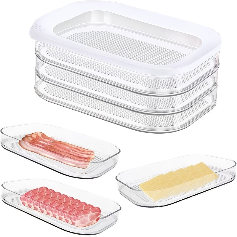 1pc Food-Grade Sealed Container with Lid, No Electricity Needed, 3 Layer Transparent Food Storage Box, Food Contact Plastic Box, Fridge Organizer Food Preservation Box, Rectangular Shape, Pantry Storage, Stackable Design, Spacesaving Storage