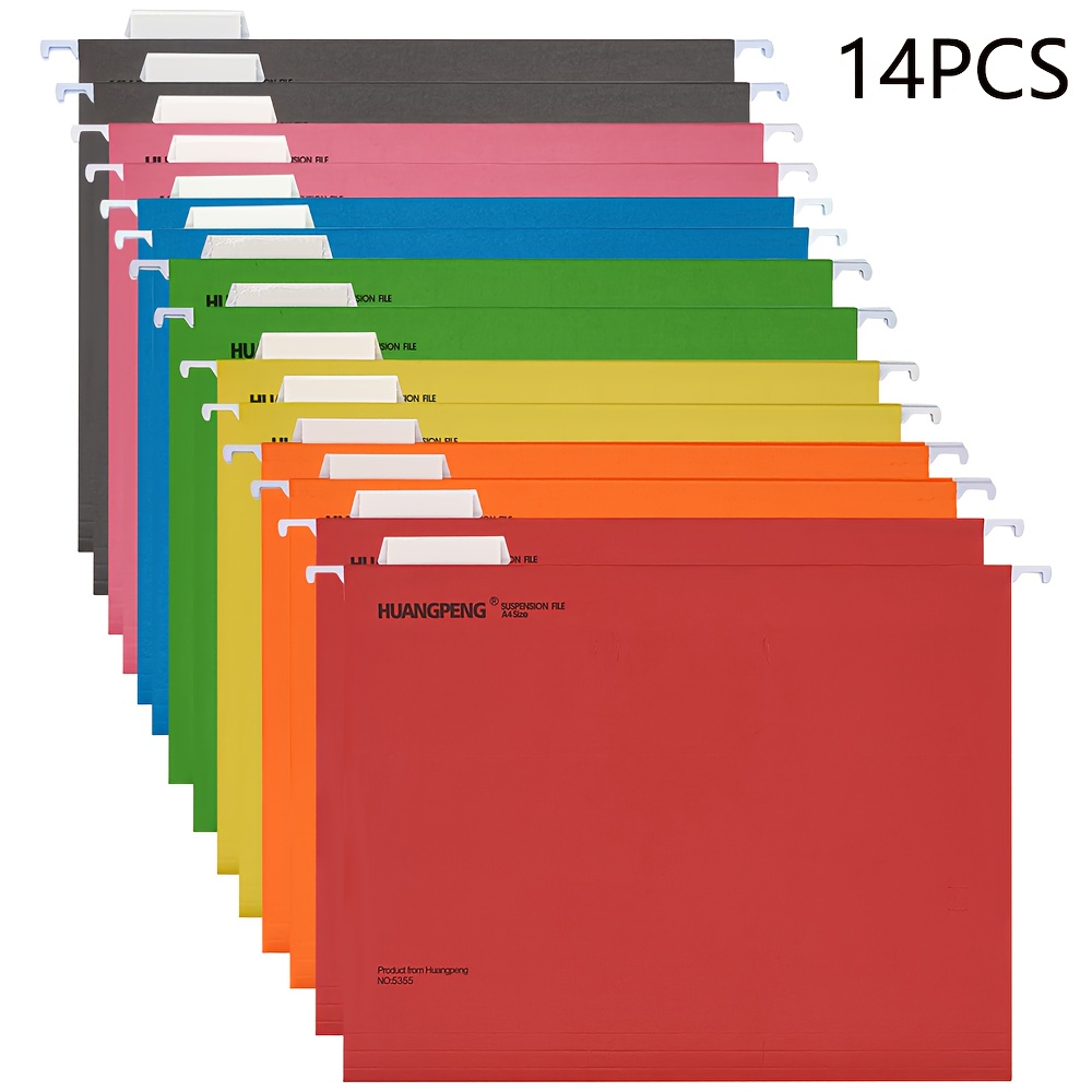 Image of A4 Suspension Files Foolscap Document With Tabs Suspended For Hanging Folders Filing Storage Folders, Pack Of 14
