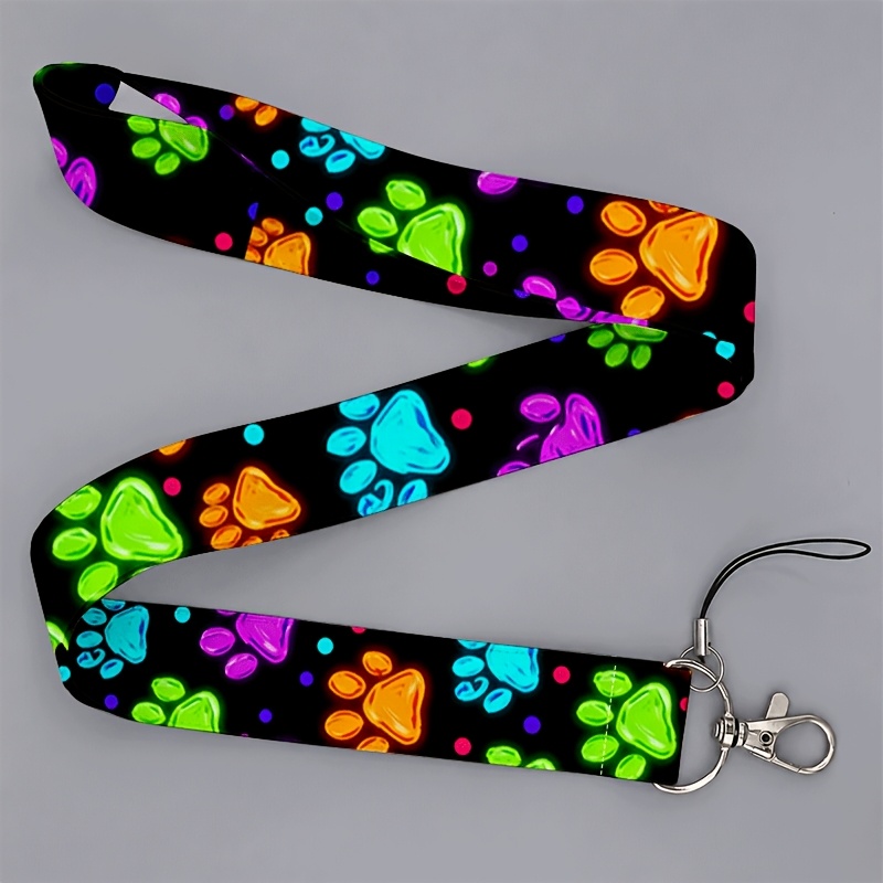 TEMU Cordon 2D pour hommes et femmes allant au travail ou à , motif patte coloré néon, attrayant, compatible avec téléphones et badges, pour un des