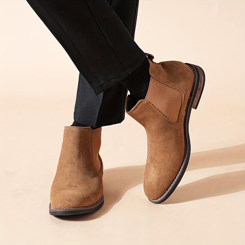 mens leather chelsea ankle boots slip elastic Temu