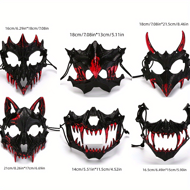 

3-piece Set Funky Masks, Half Face Performance Costume Masks, Durable Plastic, Non-washable - Personalized Masquerade Party Accessories