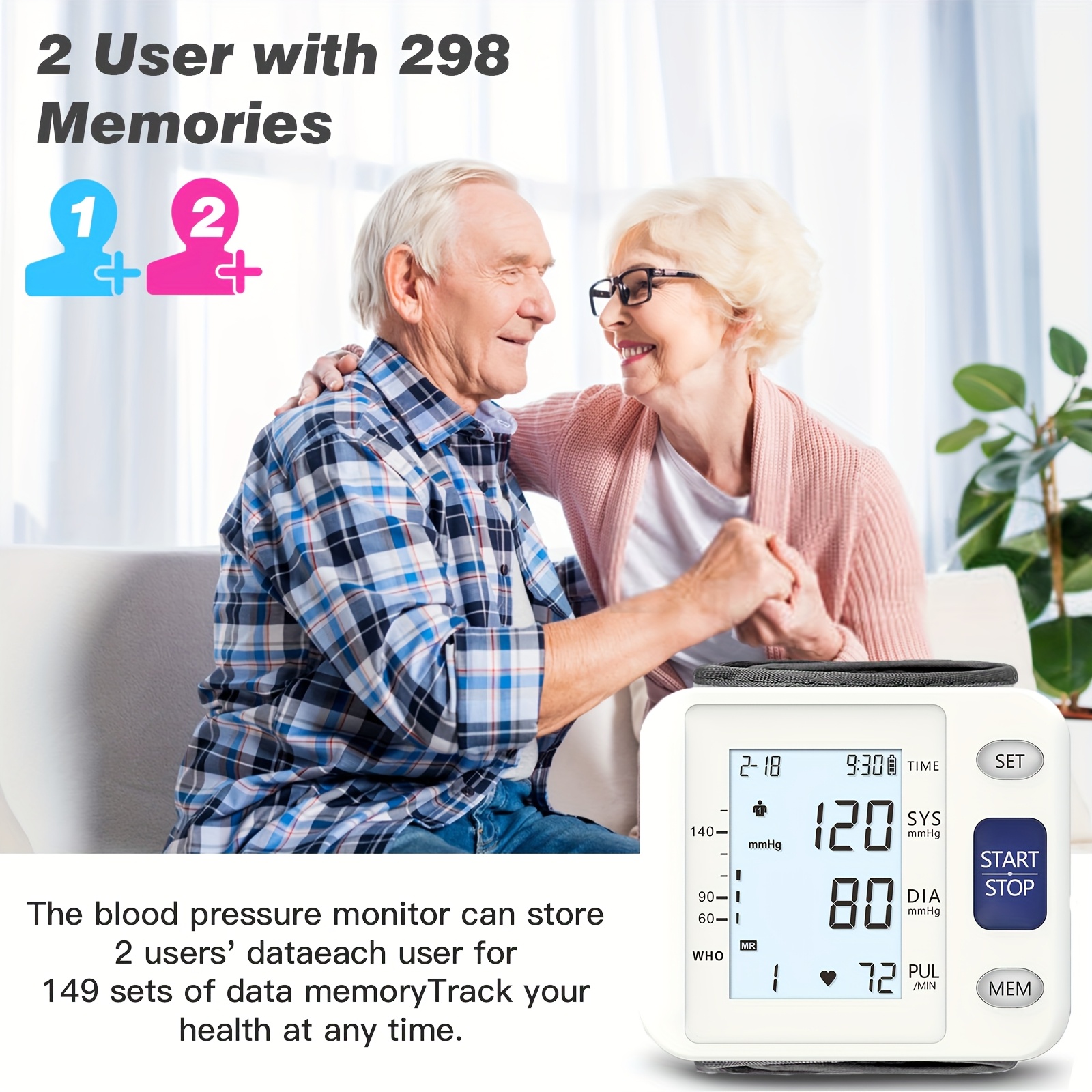   fully automatic wrist   with lcd display adjustable cuff   detection and irregular heartbeat alarm battery powered usb powered blood pressure measurement   display Product details 2