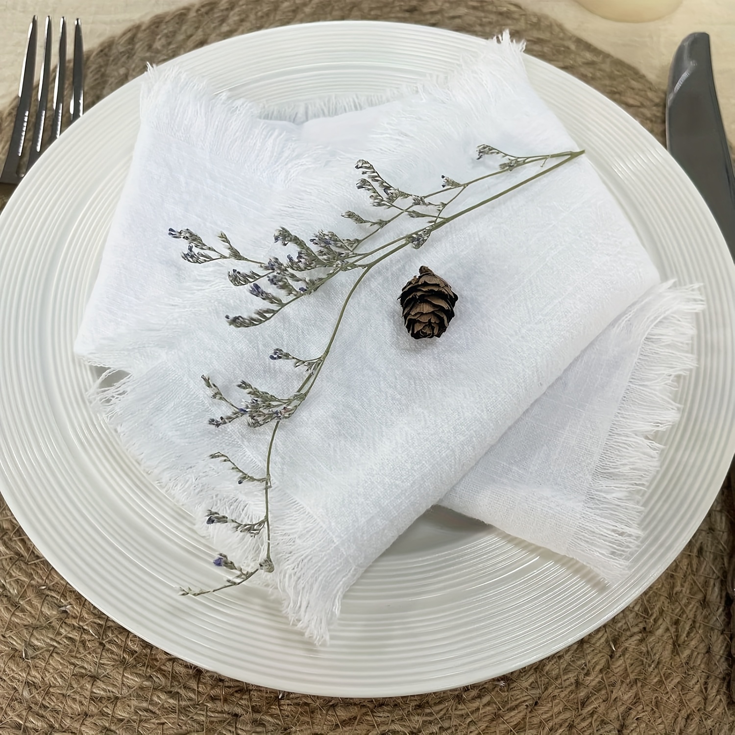 Soft Spot - Serviettes Cottage en coton bio - Set de 7 - Bleu