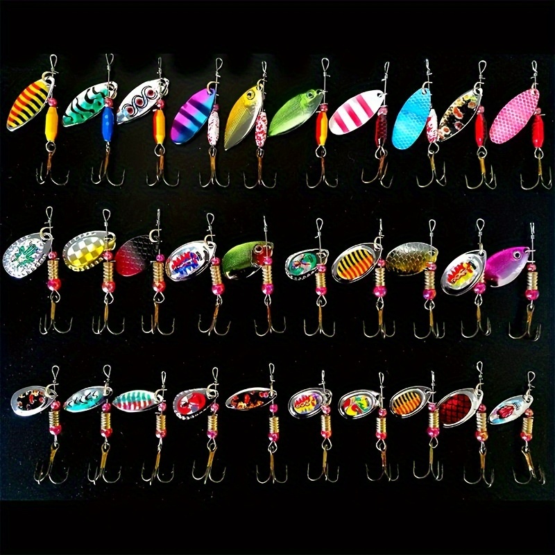 

30pcs Fishing Spoon Lures Kit Set For Bass Trout Salmon Spinner Baits For Freshwater & Saltwater Fishing Spinnerbait
