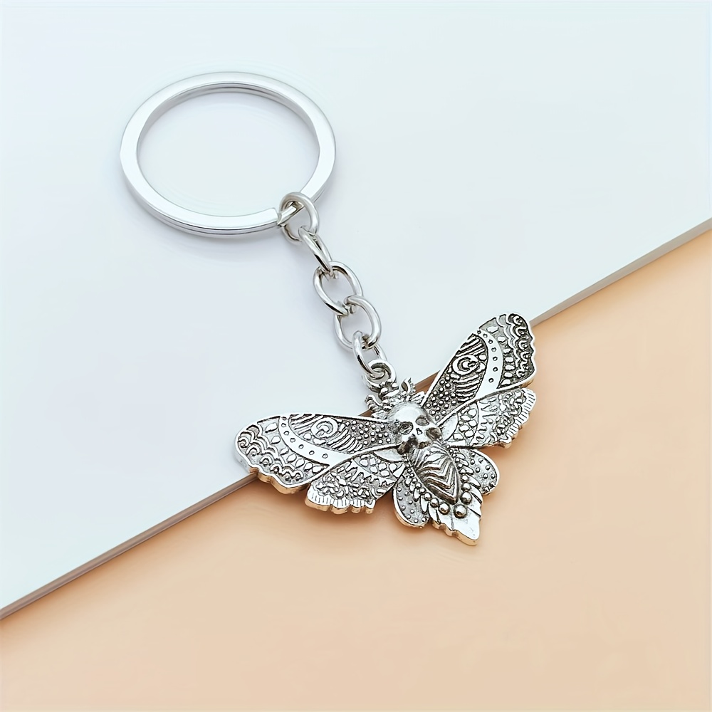 Gothic Skull Butterfly Keychain, Unique Statement Accessory